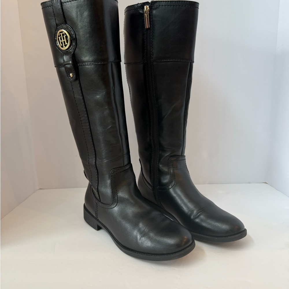 Tommy Hilfiger Twimina Black Riding Boots Size 7M
